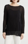 Eileen Fisher Bateau Neck Silk Tunic In Black