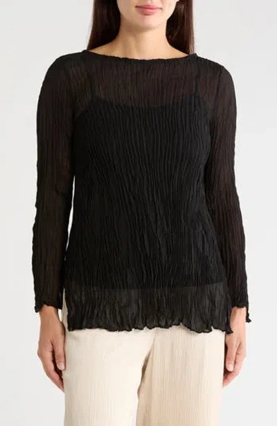 Eileen Fisher Bateau Neck Silk Tunic In Black