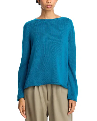 Eileen Fisher Bateau Neck Sweater In Blue