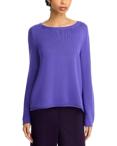 Eileen Fisher Bateau Neck Sweater In Purple