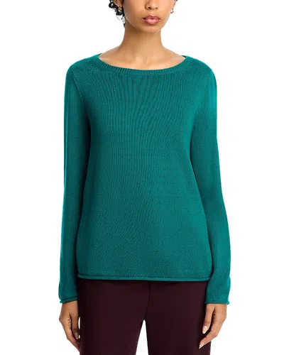 Eileen Fisher Bateau Neck Sweater In Green