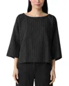 Eileen Fisher Bateau Neck Three-quarter Length Top In Black