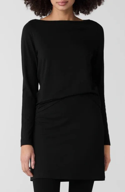 Eileen Fisher Bateau Neck Top In Black