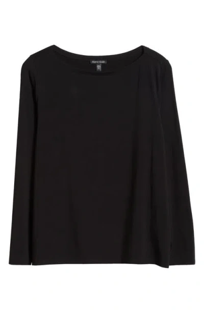Eileen Fisher Bateau Neck Top In Black