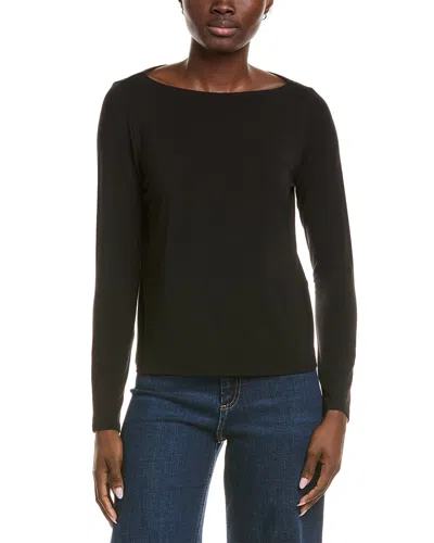 Eileen Fisher Bateau Neck Top In Black