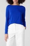 Eileen Fisher Bateau Neck Top In Lapis