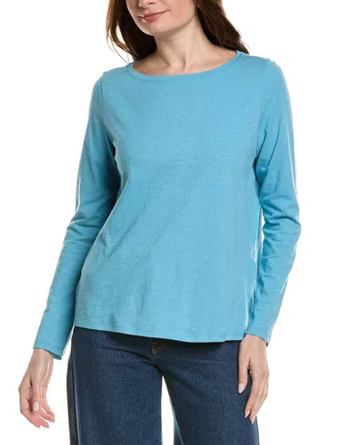 Eileen Fisher Bateau Neck T-shirt In Blue