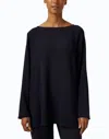 Eileen Fisher Bateau Neck Tunic Top In Nocturne In Black