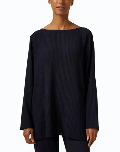 Eileen Fisher Bateau Neck Tunic Top In Nocturne In Black