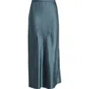 Eileen Fisher A-line Silk Charmeuse Midi Skirt In Eucalyptus