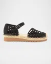 Eileen Fisher Bijou Leather Cutout Mary Jane Espadrilles In Black