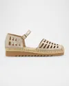 Eileen Fisher Bijou Metallic Cutout Mary Jane Espadrilles In Platinum