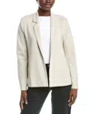 Eileen Fisher Stand Collar Long Jacket Quilted Silk In White