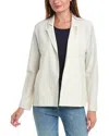 Eileen Fisher Stand Collar Long Jacket Quilted Silk In White
