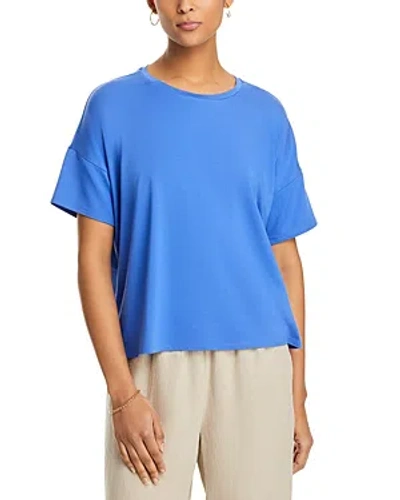Eileen Fisher Boat Neck Boxy Top In Blue Star