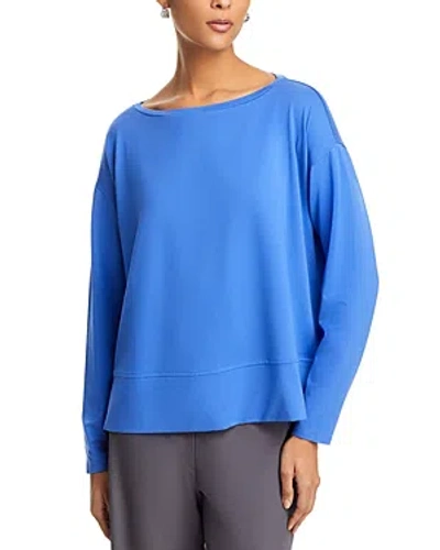 Eileen Fisher Boat Neck Long Sleeve Boxy Top In Blue Star