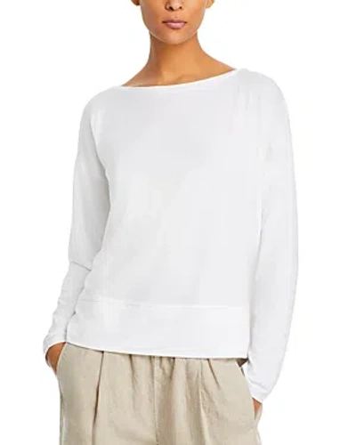 Eileen Fisher Boat Neck Long Sleeve Boxy Top In White
