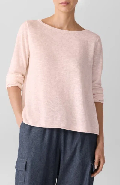 Eileen Fisher Boat Neck Organic Linen & Cotton Sweater In Pink