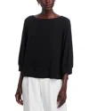 Eileen Fisher Bateau Neck Silk Top In Black
