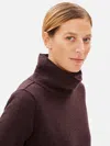 Eileen Fisher Boiled Wool Funnel Neck Top In Responsible Wool In Brown
