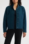 Eileen Fisher Boiled Wool Jacket In Blue
