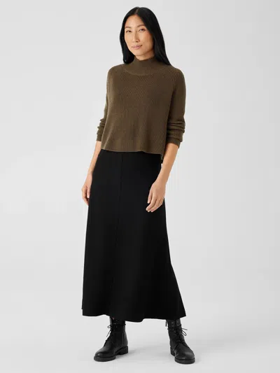 Eileen Fisher Boiled Wool Jersey A-line Skirt In Black