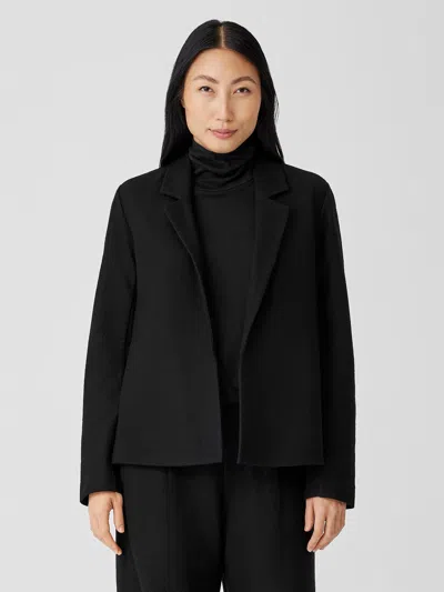 Eileen Fisher Boiled Wool Jersey Blazer In Black