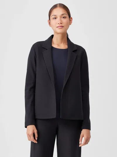 Eileen Fisher Boiled Wool Jersey Blazer In Black