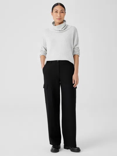 Eileen Fisher Boiled Wool Jersey Cargo Pant In Black