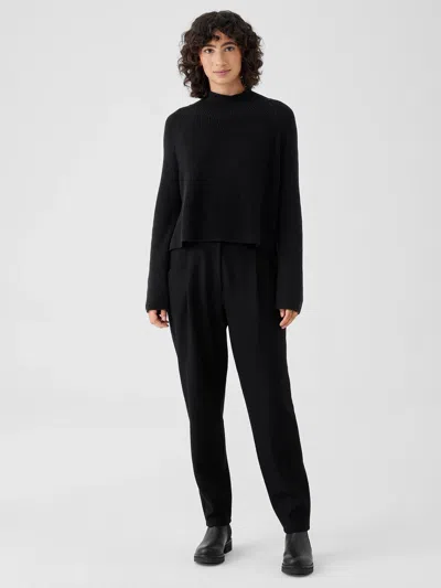 Eileen Fisher Boiled Wool Jersey Carrot Pant In Black