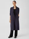 Eileen Fisher Boiled Wool Jersey High Collar Jacket In Black