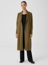 Eileen Fisher Boiled Wool Jersey High Collar Jacket In Green