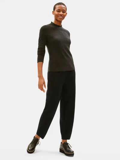 Eileen Fisher Boiled Wool Jersey Lantern Ankle Pant In Black