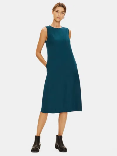 Eileen Fisher Boiled Wool Jersey Lantern Dress In Green