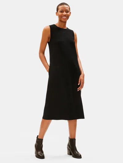 Eileen Fisher Boiled Wool Jersey Lantern Dress In Black
