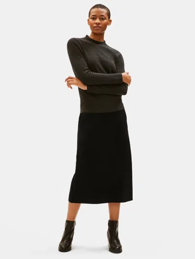 Eileen Fisher Boiled Wool Jersey Lantern Skirt In Black