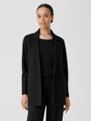 Eileen Fisher Boiled Wool Jersey Long Blazer In Black