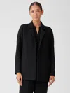 Eileen Fisher Boiled Wool Jersey Long Blazer In Black