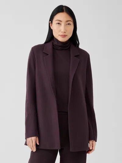 Eileen Fisher Boiled Wool Jersey Long Blazer In Purple