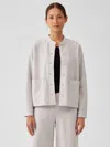 Eileen Fisher Boiled Wool Jersey Mandarin Collar Shirt Jacket In Gray