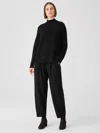 Eileen Fisher Boiled Wool Jersey Pleated Lantern Pant In Black