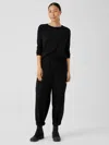 Eileen Fisher Boiled Wool Jersey Pleated Lantern Pant In Black