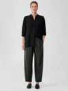 Eileen Fisher Boiled Wool Jersey Pleated Lantern Pant In Black