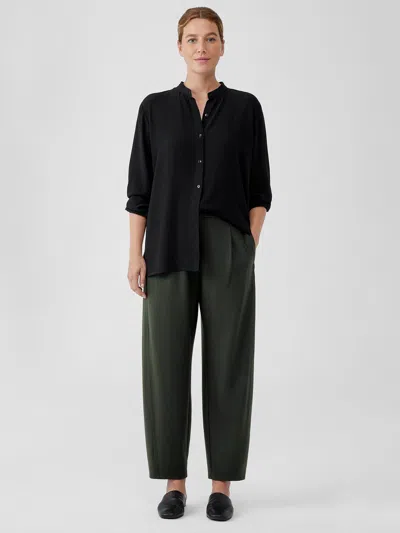 Eileen Fisher Boiled Wool Jersey Pleated Lantern Pant In Black