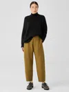 Eileen Fisher Boiled Wool Jersey Pleated Lantern Pant In Black