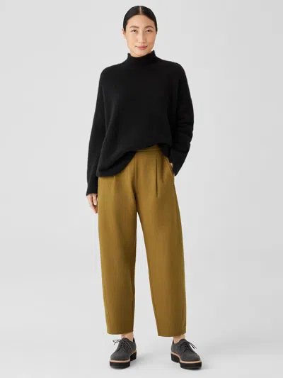 Eileen Fisher Boiled Wool Jersey Pleated Lantern Pant In Black