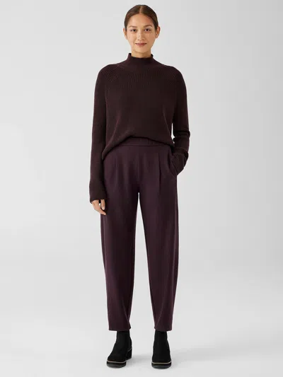 Eileen Fisher Boiled Wool Jersey Pleated Lantern Pant In Purple