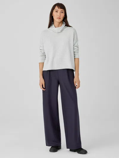 Eileen Fisher Boiled Wool Jersey Pleated Wide-leg Pant In Black