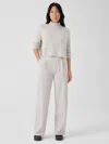 Eileen Fisher Boiled Wool Jersey Pleated Wide-leg Pant In Neutral