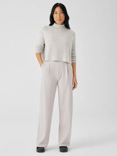 Eileen Fisher Boiled Wool Jersey Pleated Wide-leg Pant In Neutral